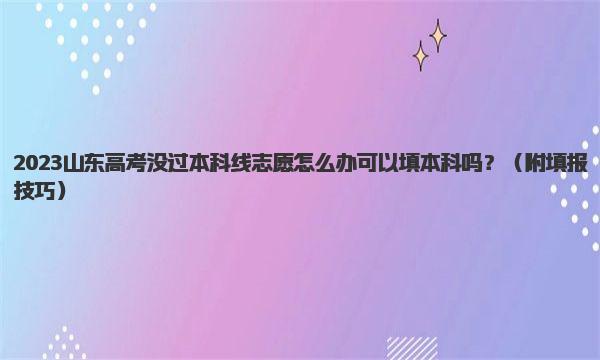 2023山东高考没过本科线志愿怎么办可以填本科吗？ 