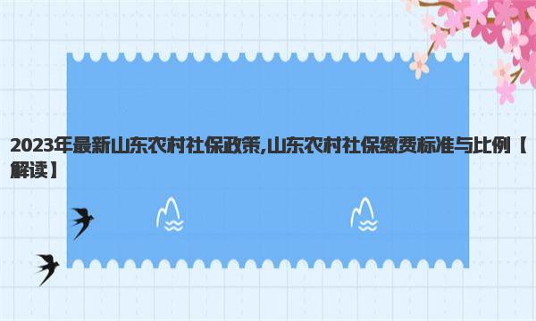 2023年最新山东农村社保政策,山东农村社保缴费标准与比例