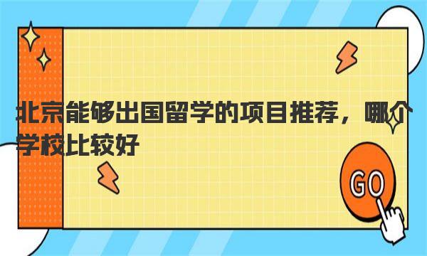 北京能够出国留学的项目推荐 哪个学校比较好