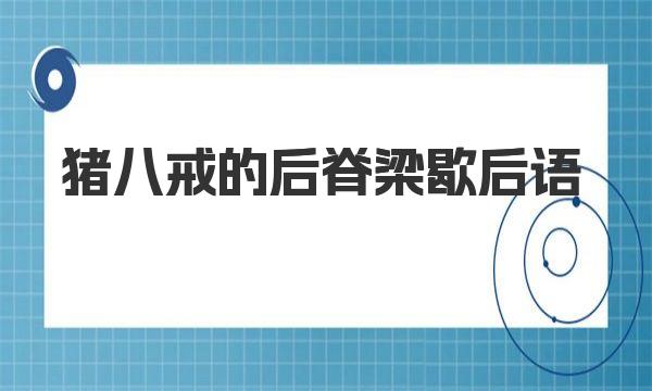 猪八戒的后脊梁歇后语 一起来学习下