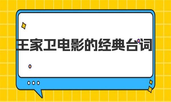 王家卫电影的经典台词 有没你熟悉的一句