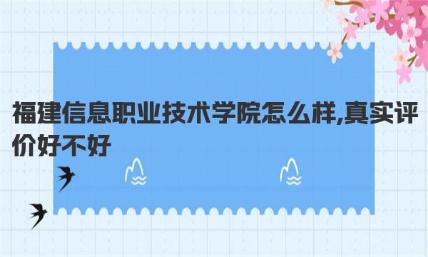 福建信息职业技术学院怎么样,真实评价好不好